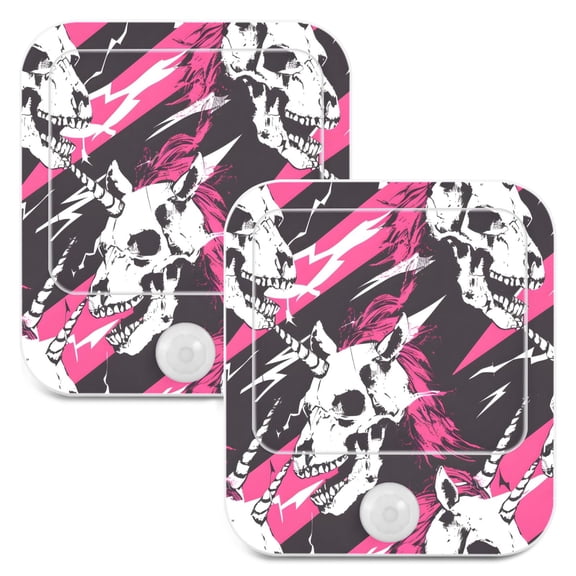 Unicorns Skeleton Night Lights Plug into Wall LED with Auto Light Sensor Warm Light for Kids Hallway Bedroom Living Room Kitchen Bathroom Set of 2