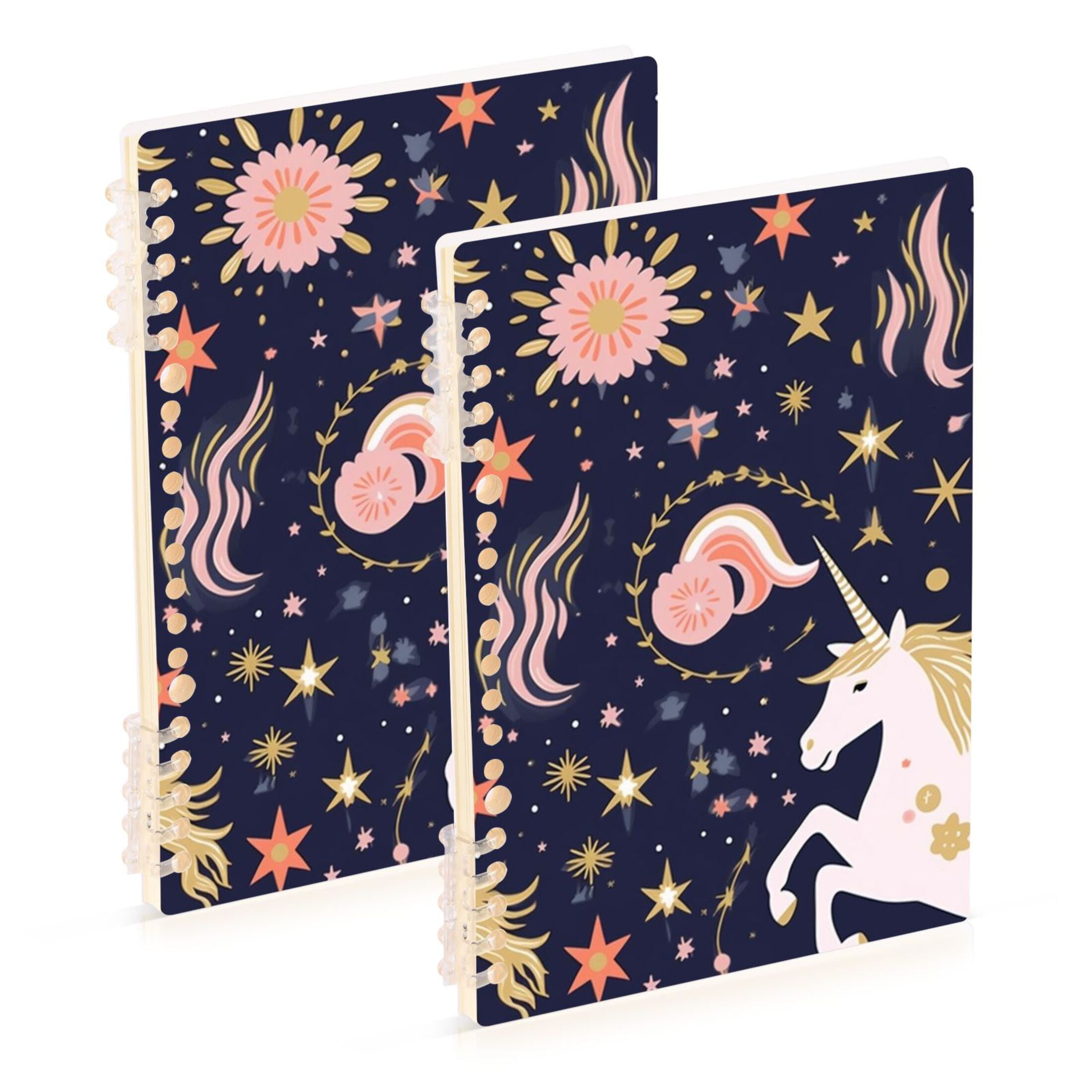 Unicorns Stars and Flowers Ring Binder Notebook Journey Note Diary ...