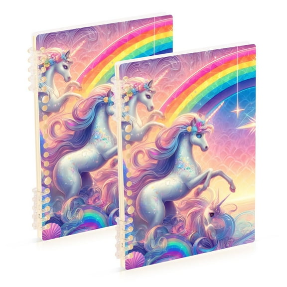 Unicorns and Rainbow 2 Pcs Spiral Notebooks 60 Sheets 120 Pages A5 Journal Notepad 8.3x5.7 Inch Thick Adjustable College Ruled Paper