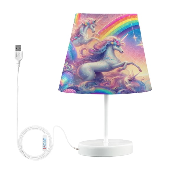 Unicorns and Rainbow Desk Lamp LED Table Nightstand Lamps with 3 Color Temperatures for Home Bedroom Living Room Decor 8x12