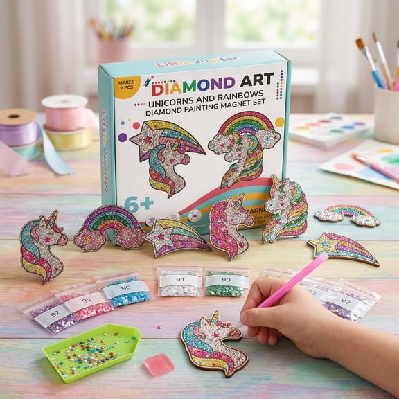 Unicorns and Rainbows Diamond Painting Magnets Set - 8Pcs