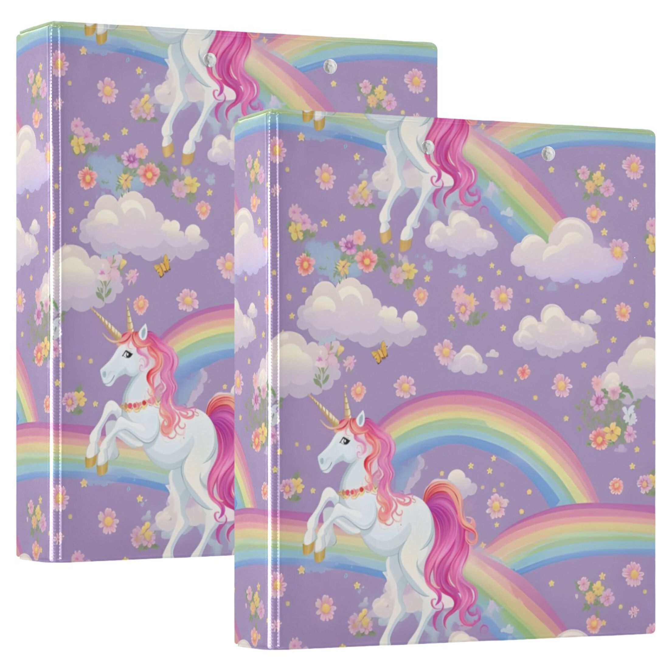 Unicorns and Rainbows Hardcover 3 Ring Binder 1.5 inch Round Rings with