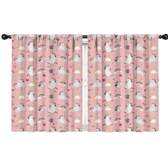 Unicorns and Rainbows Pattern Blackout Kids Curtains,Childrens Insulated Curtains Set Of 2,Bedroom Essentials,Toddler Room Decor 42x54in(106x137cm)