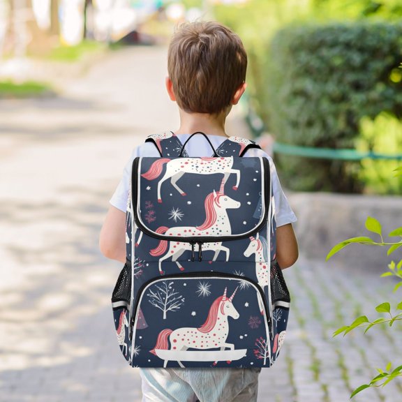 Unicorns and Trees Backpack Big Laptop Backpack Casual Daypack Quilted Large Capacity Large Bookbags