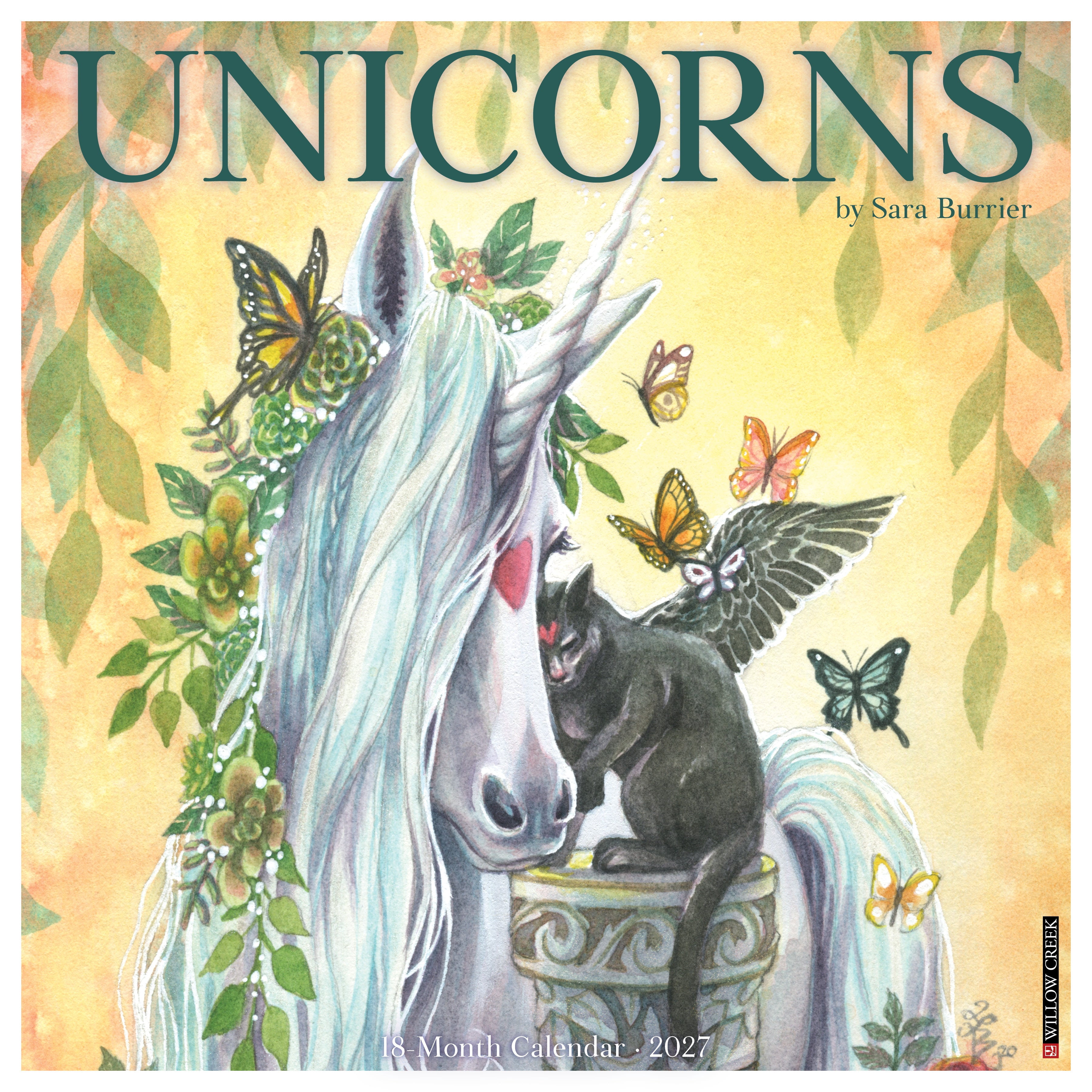 Willow Creek Press, Unicorns by Sara Burrier (art) 2027 Wall Calendar
