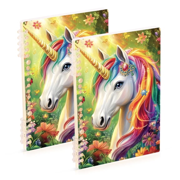 Unicorns in Flowers Notebook Detachable Coil Notebook Diary Plan Book A5 Size 60 Pages 1 Pack