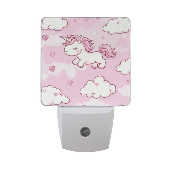 Unicorns on Clouds Hearts Valentine LED Night Light with Smart Sensor Plug Into Wall Dusk to Dawn 2 packs