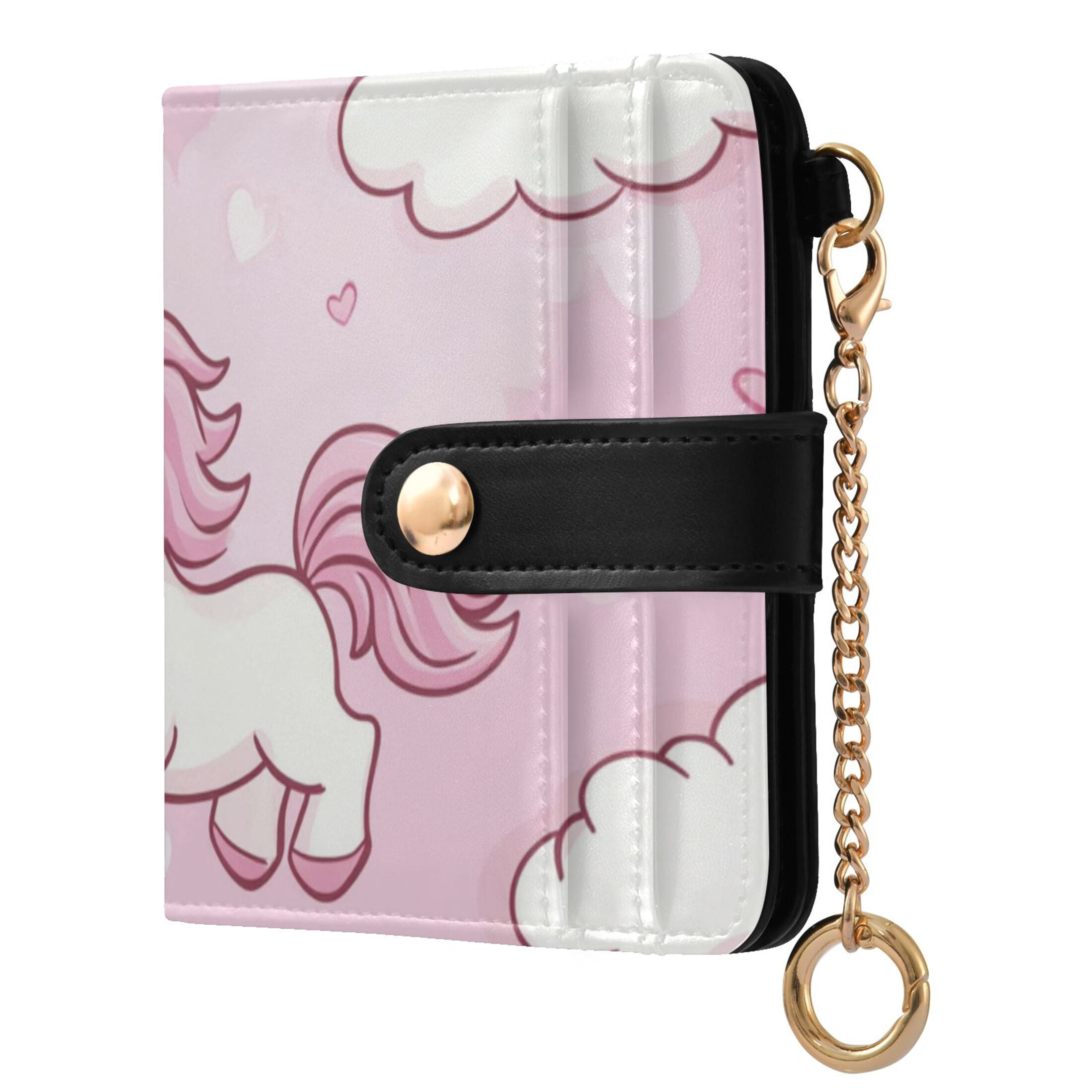 Unicorns on Clouds Hearts Valentine Women's Wallet PU Leather Card