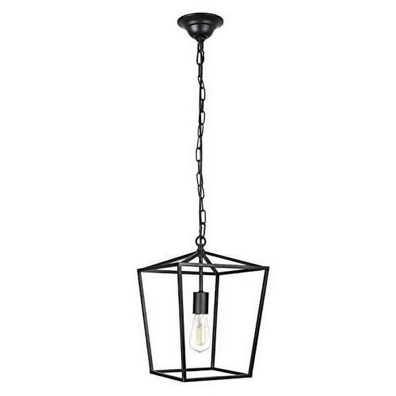 Unicozin Pendant Light Hanging Lantern Lighting Fixture for Kitchen and Dining Room Industrial Retro Iron Chandelier FixtureE26 Base Black (Bulbs Not Included)
