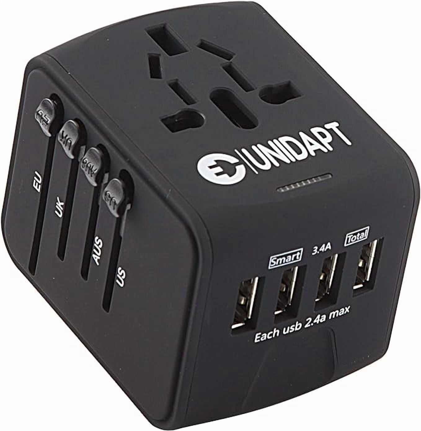 Unidapt Universal Travel Plug Adapter with 4-USB