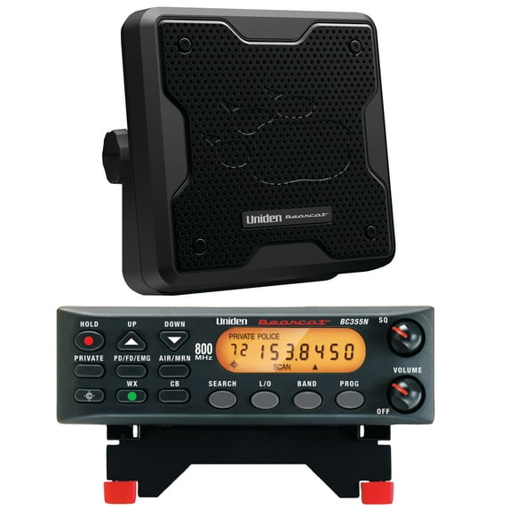 Uniden 300-Channel Blacklit Display CB Scanner, Black, BC355N