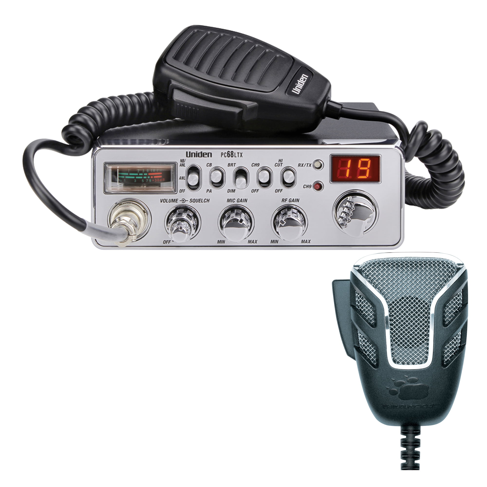 Uniden 40-Channel Noise Canceling Microphone CB Radio Black, PC68LTX ...