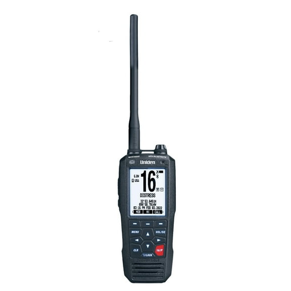 Uniden 6-Channel Handheld VHF Marine Radio with GPS, Black, MHS338BT
