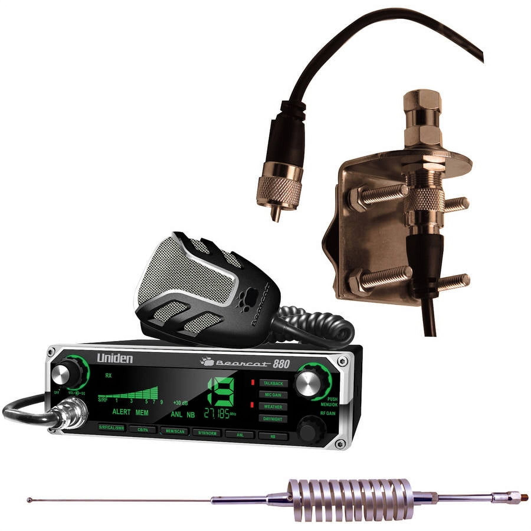Uniden Bearcat 880 40-Channel CB Radio With 7-Color Display Backlighting,  Browning BR-78 Flat Coil CB Antenna and Browning BR-MM-18 Mirror-Mount Kit  With CB Antenna Coaxial Cable