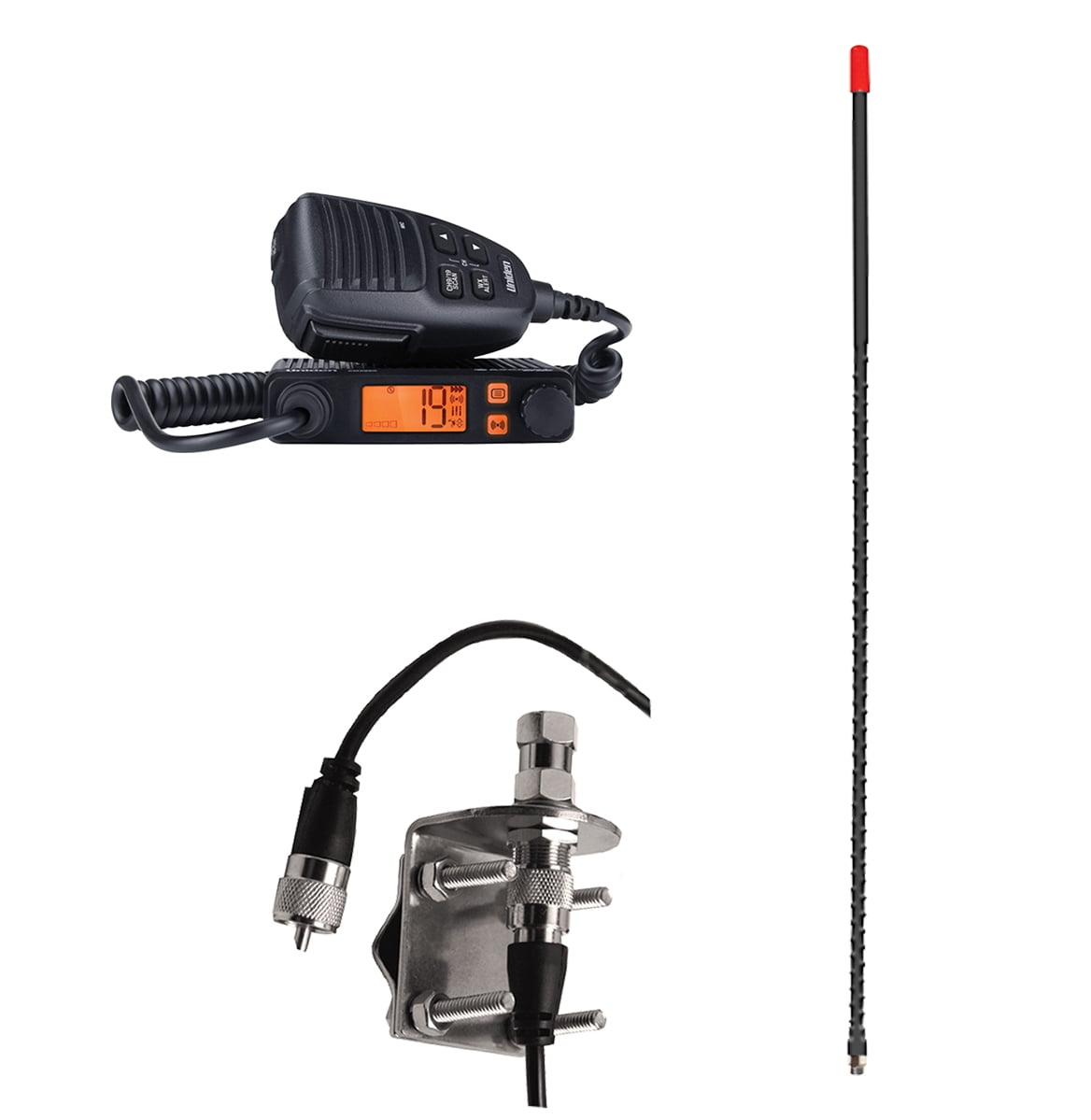 Uniden CMX760 40-CH Off-Road Compact CB Radio, Browning BR-MM-18 Mount Kit & TRAM 4-B-HC Fiberglass CB Antenna