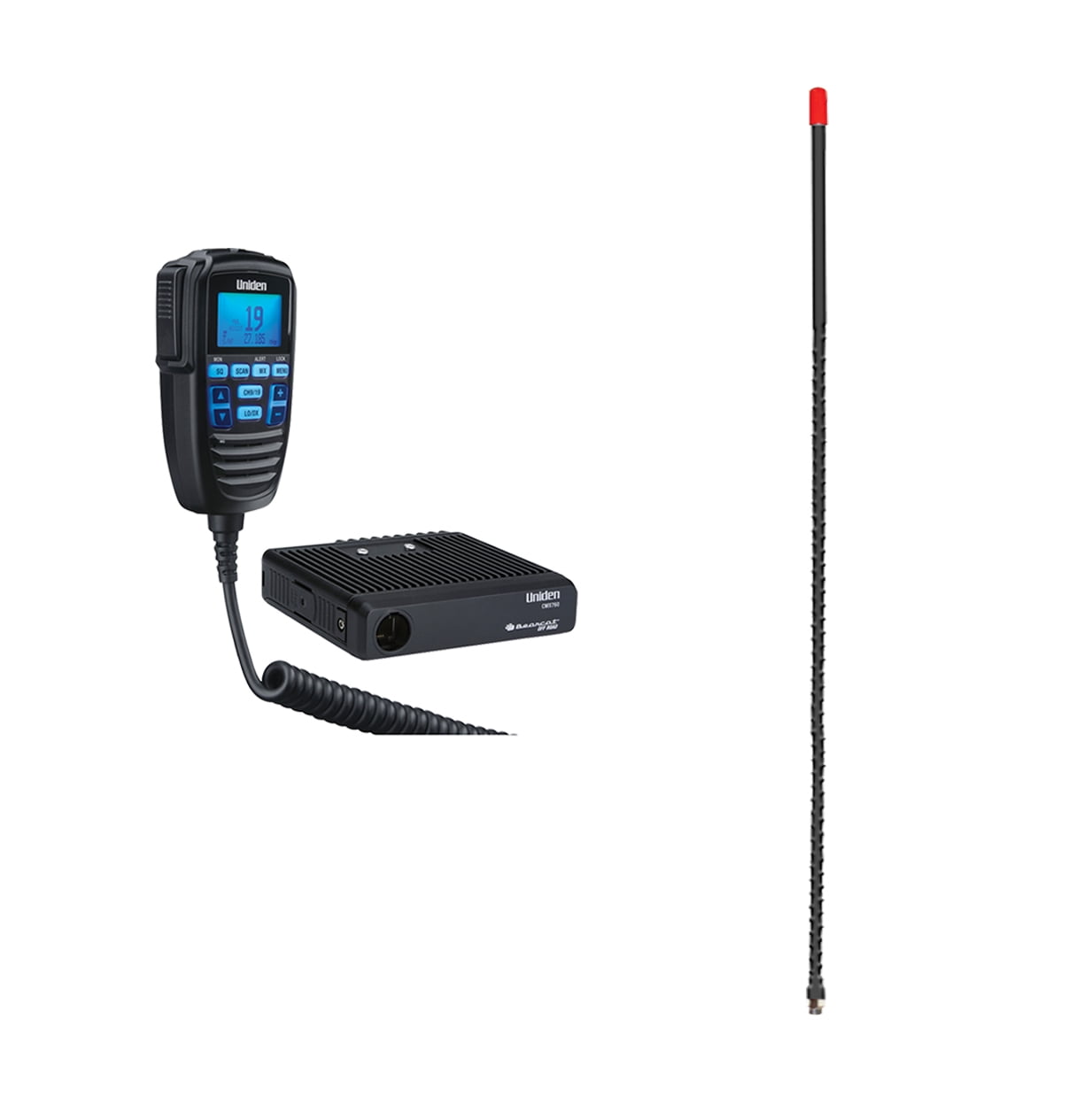 Uniden CMX760 40-CH Off-Road Compact CB Radio & Tram 4-B-HC Fiberglass CB Antenna