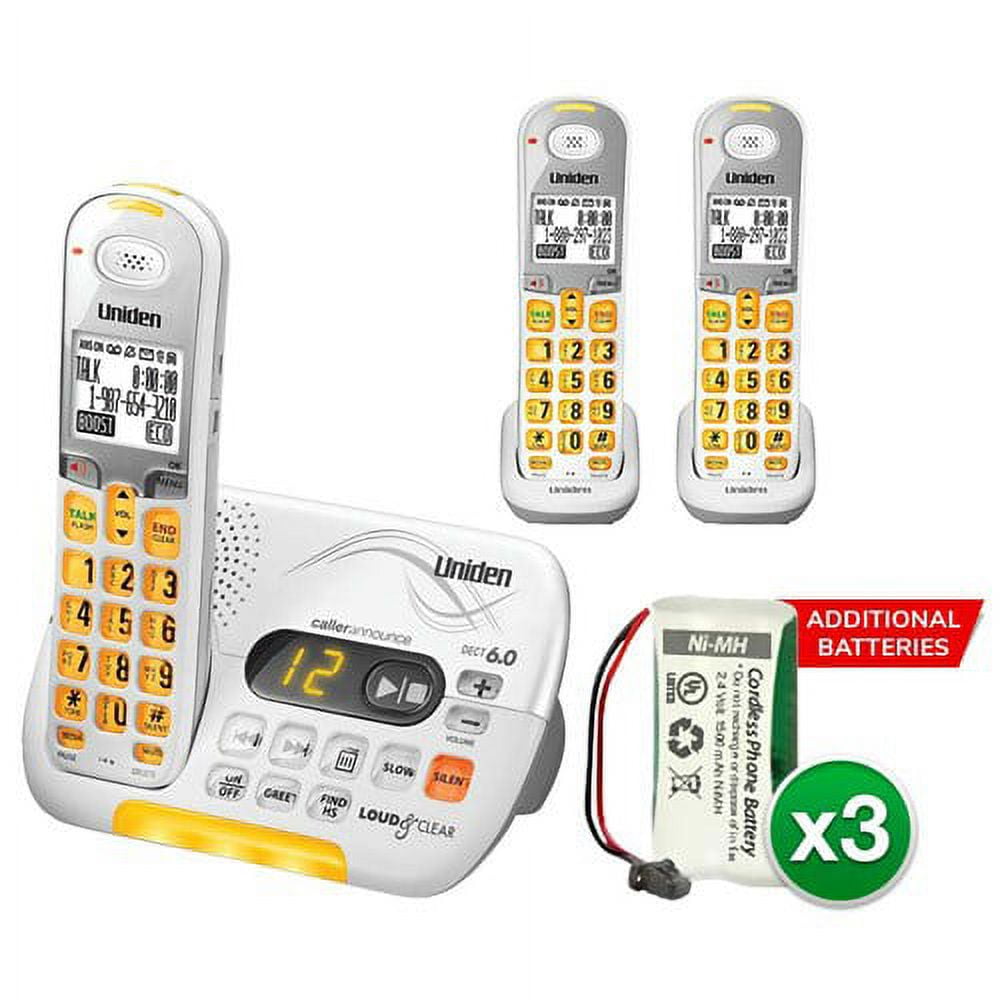 Uniden D30973 With Additional Battery DECT 6.0 Amplified Cordless Phone w/ 2 Extra Handsets