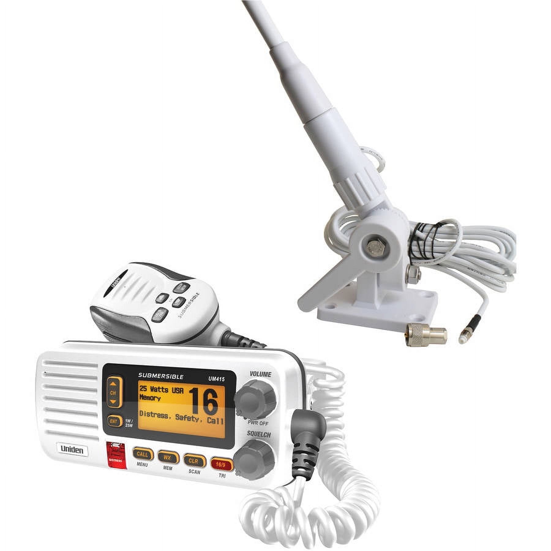Uniden UM415 Oceanus D Marine Radio and Tram 1607-HC 46" VHF Marine Antenna, White - image 1 of 1