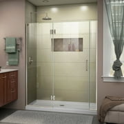 Unidoor-X 54-54 1/2 in. W x 72 in. H Frameless Hinged Shower Door in Brushed Nickel