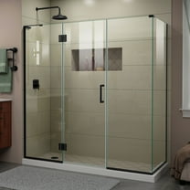 Unidoor-X 70 in. W x 30 3/8 in. D x 72 in. H Frameless Hinged Shower Enclosure in Satin Black