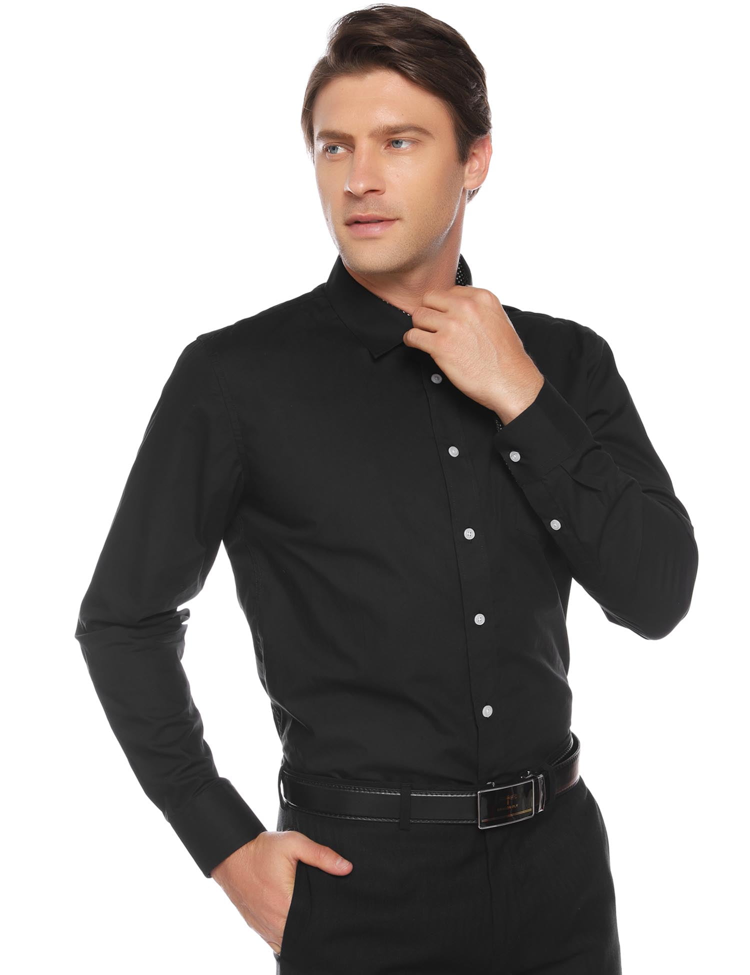 Uniexcosm Men Dress Shirts Button Down Long Sleeve Business Shirt ...