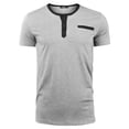 thumbnail image 1 of Uniexcosm Mens Henley Short/Long Sleeve T-Shirt Cotton Casual Shirt, 1 of 9