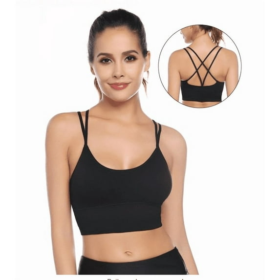 Women's Yoga Bra Top Strappy Back Push Up Crop Sports Bra Activewear
