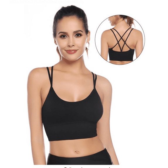 Women's Yoga Bra Top Strappy Back Push Up Crop Sports Bra Activewear