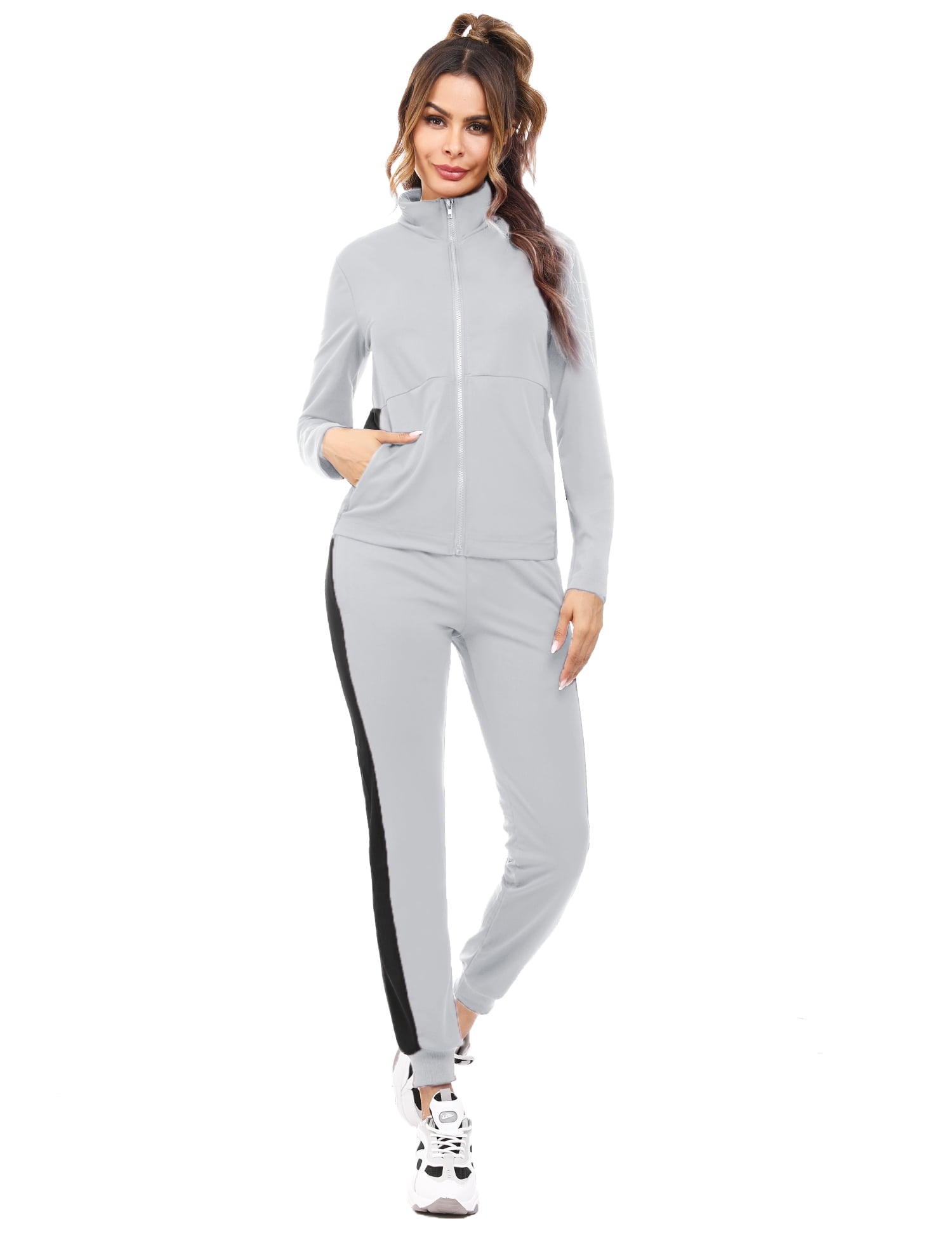Uniexcosm Women Sweatsuits 2 Piece Outfits Sets Zip Activewear ...