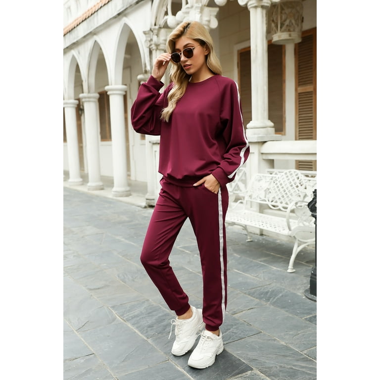 Uniexcosm Women's Loungewear Set Two Piece Fall Outfit Long Sleeve Pullover  Tops & Long Pants Tracksuit Sweatsuits