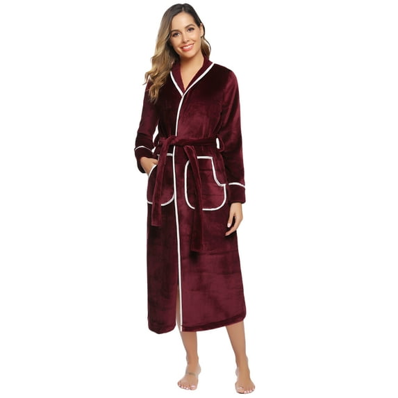 Uniexcosm Womens Bathrobe Fleece Robe Super Soft Plush Robe Velour Bathrobe