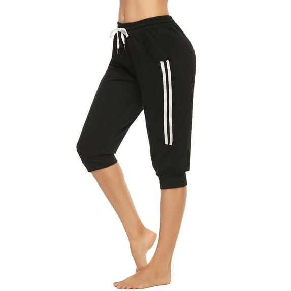 Uniexcosm Womens Capri Sweatpants for Yoga Workout Running Cropped Lounge Jogger Pants with Pockets