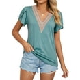 thumbnail image 1 of Uniexcosm Womens Tops Casual V Neck Short Sleeve Basic T Shirt, 1 of 6