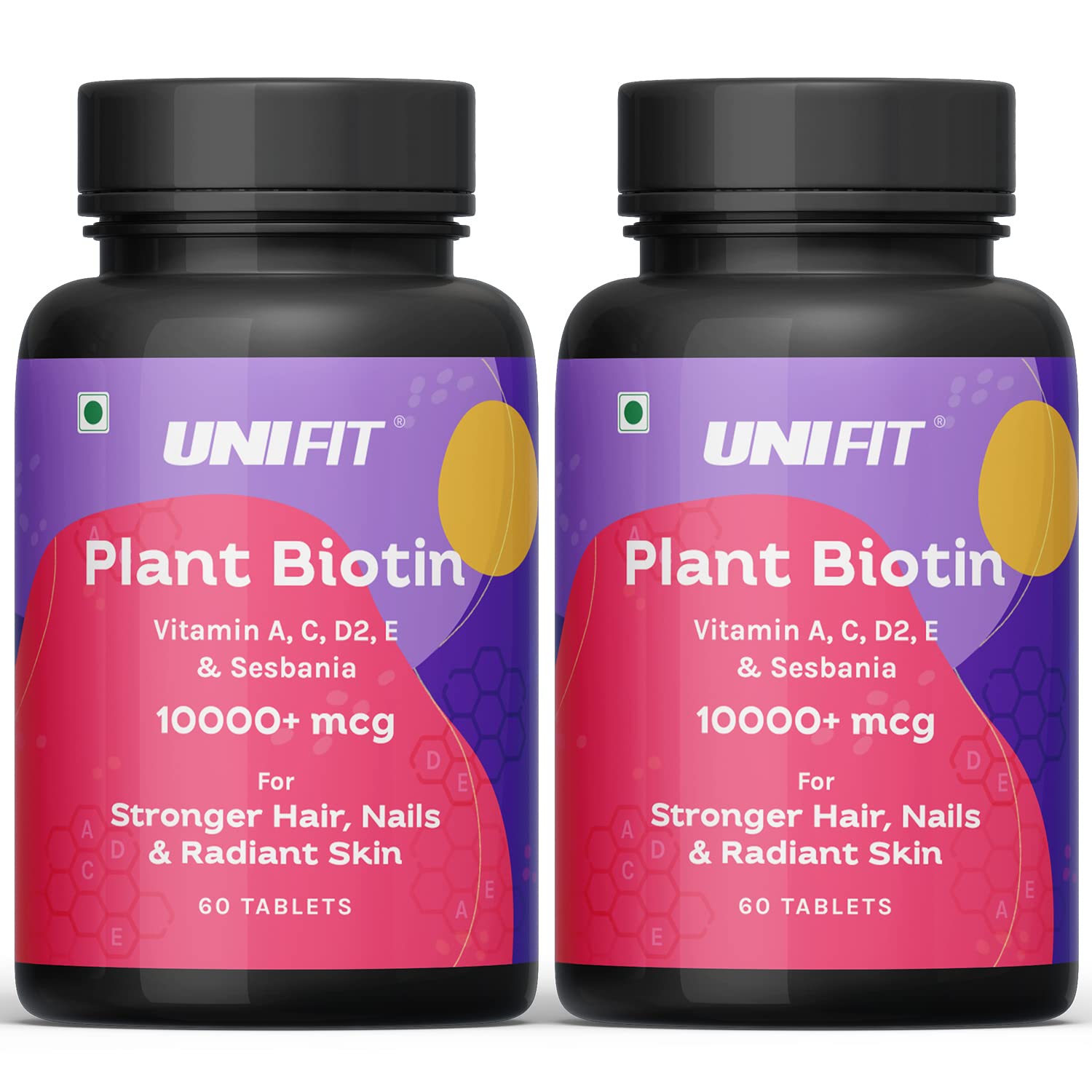 Unifit Plant Based Biotin 10000Mcg + For Hair Growth, Glowing Skin And