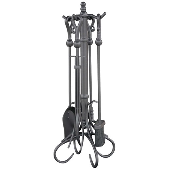 UniFlame 5-Piece Olde World Iron Heavy Fireplace Tools Set with Crook Handles