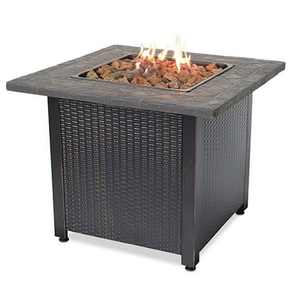 Uniflame GAD1401M Fire Pit with Steel Mantel & Lava Rock - Lava Rock