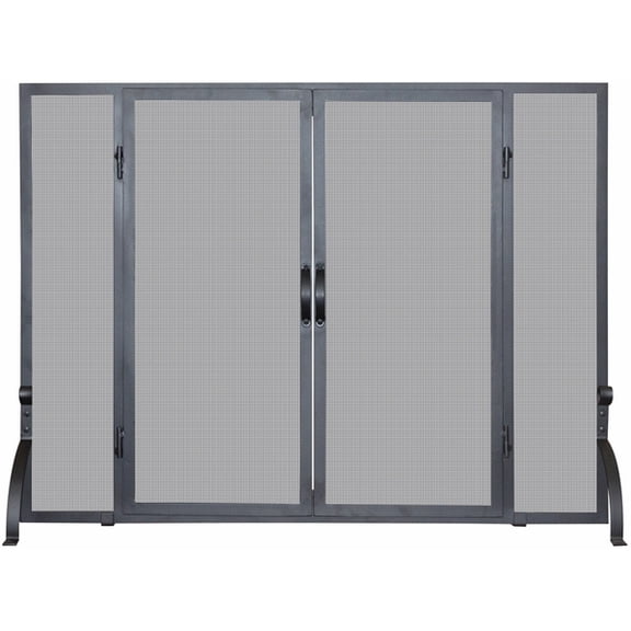 Uniflame Single Panel Black Wrought Iron Screen With Doors - (Meduim)