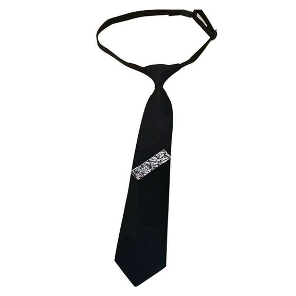 Uniform Black Ties for Senior High School Girl Uniform Pre-tied Black Pre-tied Preepy Look Adjustable Neck Ties with Pin