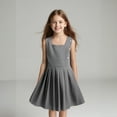 thumbnail image 1 of Uniform Dress Cute Pleated Knee Length Sleeveless Grey Uniform Jumper Kids Uniform 5-6 Years, 1 of 3