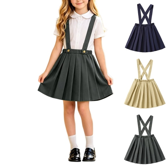 Uniform Dress for Girls Sleeveless V-Neck Jumper Dress A-Line Pleated Dress Summer Girls Uniform Skirt Back to Outfit