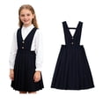 thumbnail image 1 of Uniform Dress for Girls V-Neck Jumper Dress Pleated Skirt Stretch Fit Navy School Skirts Girls Back to School Dress 8-9 Years, 1 of 4