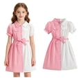thumbnail image 1 of Uniform Dresses for Girls Short Sleeve Shirtdress A-Line Pink Dress for Girls 5-6 Years, 1 of 7
