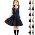 thumbnail image 1 of Uniform Dresses for Girls Sleeveless Back To School Jumper Dress Classic A-Line Crew Neck Trendy Dress for Girls Blue, 1 of 6