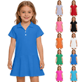 thumbnail image 1 of Uniform Dresses for Girls Summer Short Sleeve Athletic Tennis Polo Dress A-Line Twirl Back to School Dress Blue 150, 1 of 6