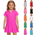 thumbnail image 1 of Uniform Dresses for Girls Summer Short Sleeve Athletic Tennis Polo Dress A-Line Twirl Back to School Dress Hot Pink 140, 1 of 5