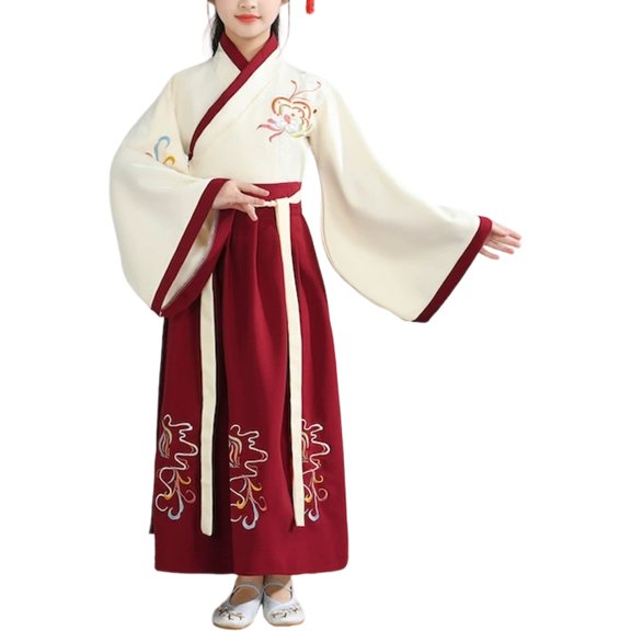 Uniform Hanfu Dresses for Boys and Girls Chinese Style Long-Sleeve Performance Costumes for Kid, Party Carnival, 7-8 Years