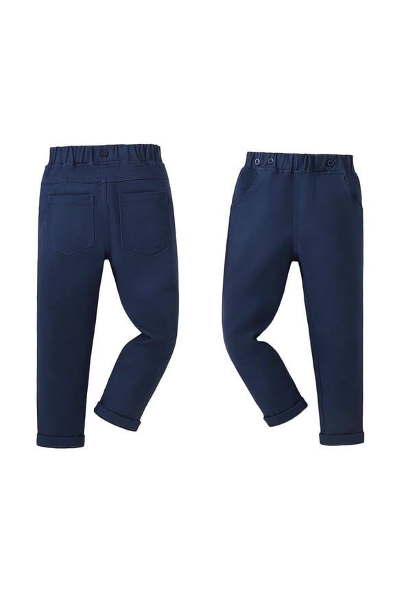 Uniform Pants Boys Dress Pants Elastic Waist Stretch Pants with Pockets Navy Pants for Girls Back To School Straight Fit Uniforms for Girls 18-24 Months