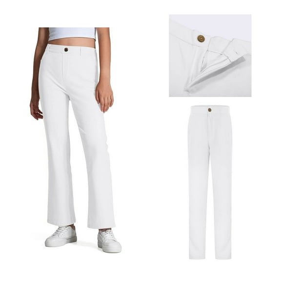 Uniform Pants for Boys and Girls Zipper Style Chino Pants with Pockets Straight Pants Kids White Pants Back To School Outfits Teen Clothes 15-16 Years