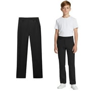 XINXIAOO Uniform Pants for Boys Pull On Chino Pants with Pockets Straight Pants Black Uniform Pants Boys Back to School Clothes for Boys Teen Boys Clothes 13-14 Years