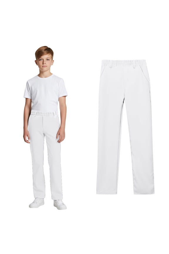 Uniform Pants for Boys Pull On Chino Pants with Pockets Straight Pants Boys White Uniform Pants Back to School Clothes for Boys Kids Boys Clothes 9-10 Years
